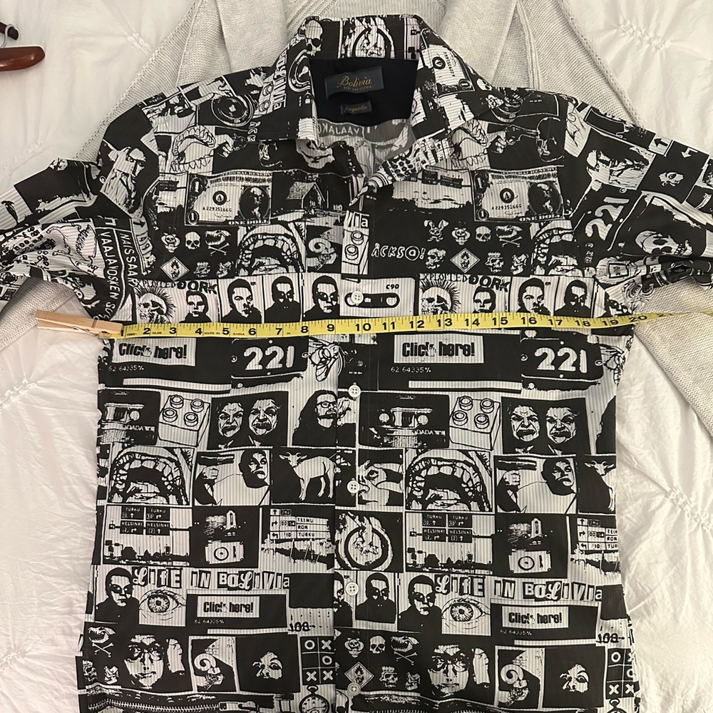 🚹📐Bolivia vivi con estilo b/w graphic button down shirt - Picture 5 of 8
